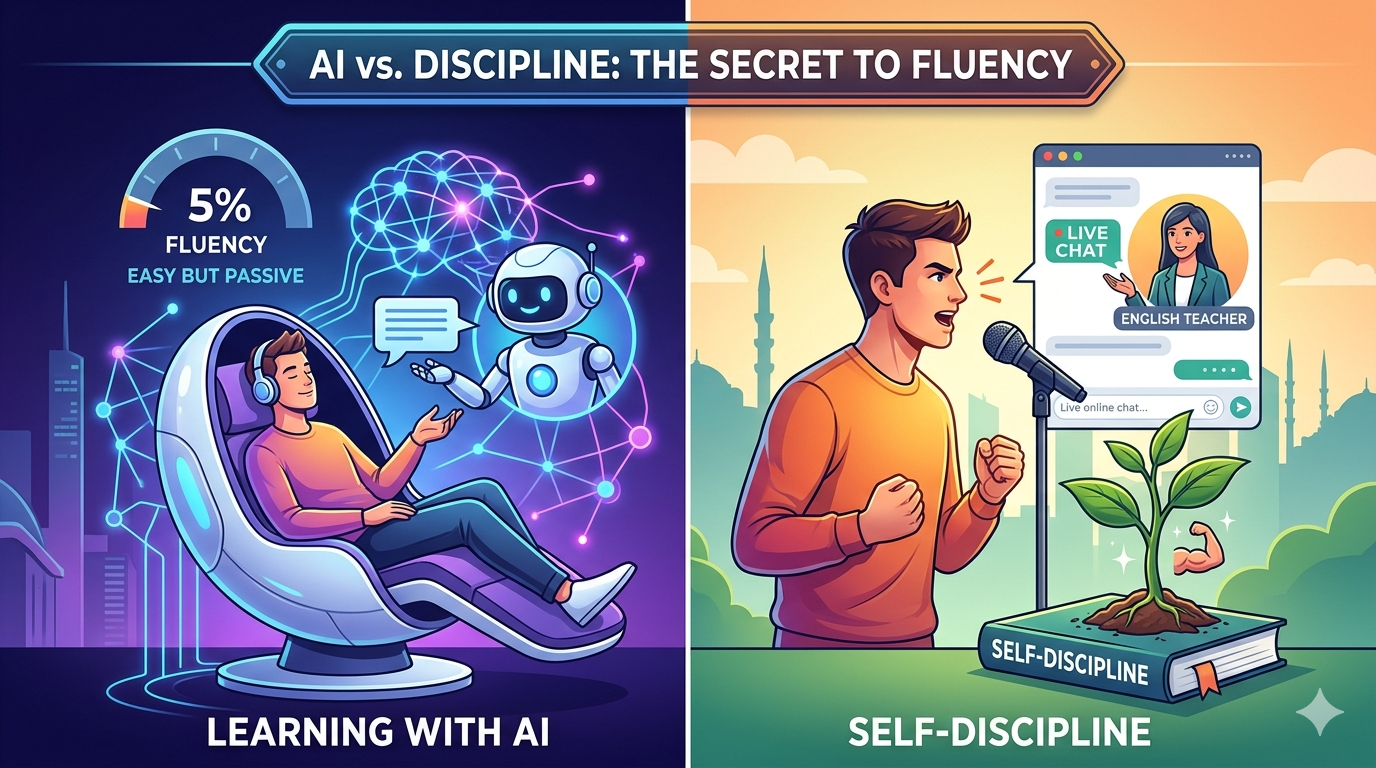 Yapay Zeka ile İngilizce Öğrenmek Neden Sandığınızdan Daha Zor? Öz Disiplinin Gizli Rolü